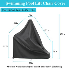Swimming Pool Lift Chair Cover - Heavy Duty Lift Pool Chair Protective Cover Outdoor Inground Pool-Lift Covers - 48"L×68"W×48"H, Black