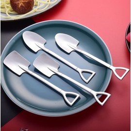 SITEDAN Dessert Spoon, Ice Spoon, Stainless Steel, Scoop Shape, Set of 4, Cute, Stylish, Commercial Use, Beverage Shop, Home Use