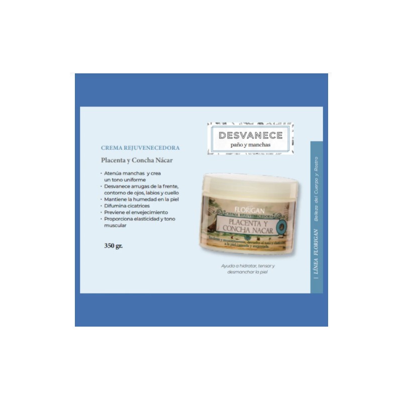 Crema Placenta Y Concha Nácar Rejuvenecedora 350g Florigan®