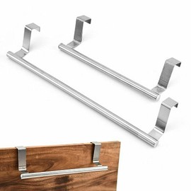 36cm Over Door Tea Towel Holder Installation-fre Stainless Steel Over Cabinet Door Tea Hand Towel Rack Silver Towel Bar Holder Kitchen Bathroom Rail Cupboard Hanger Bar Hook