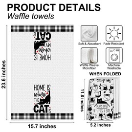4 Pcs Modern Black Cat Themed Kitchen Dish Towels, Cat Lover Gifts for Women Friend Coworker Sister Christmas New Year Birthday Friendship Housewarming Gifts, Suitable for Bathrooms Restaurant Decor