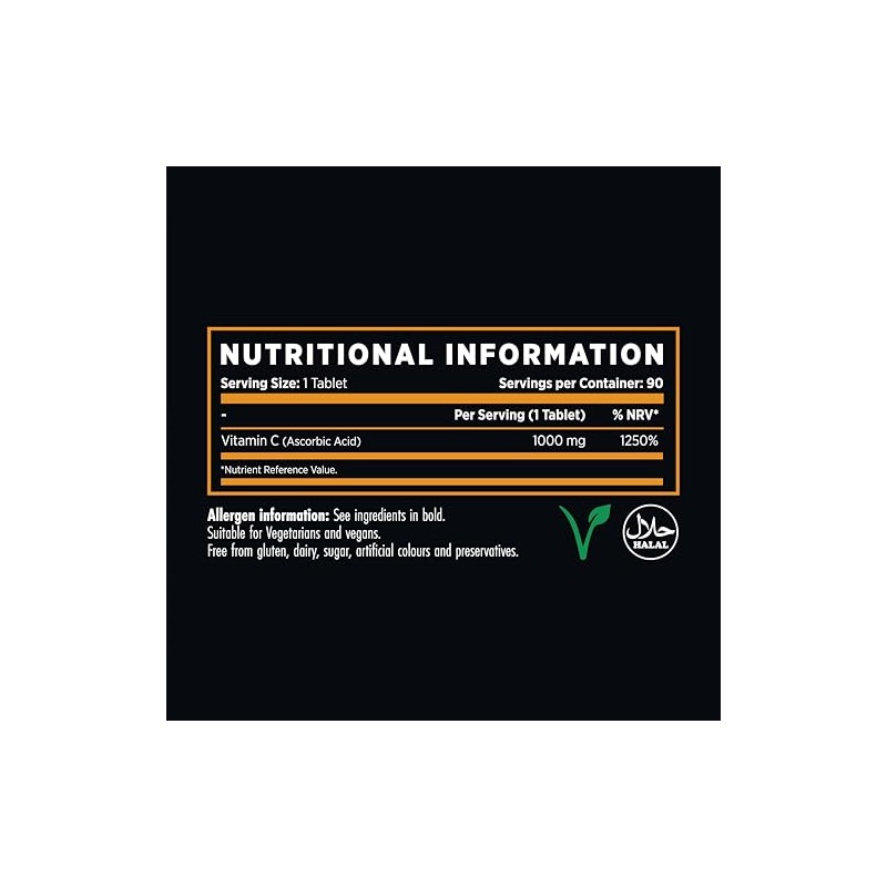Refined Nutrition Vitamin C 1000mg Tablets – 90 Vegan &