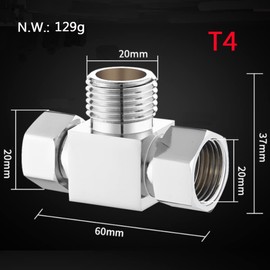 Add-A-Tee G1/2" Hose Connector Adapter for Angle Valve Adapter, Shower Arms, Toilet Bidet Sprayer, Hose Fittings (3 Way-T4)