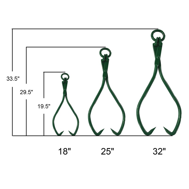 Timber Claw Hook, 32 in - Log Lifting Tongs Heavy