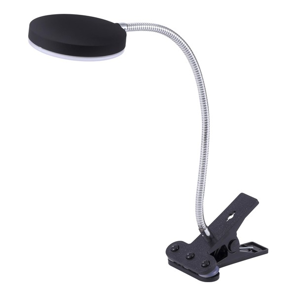 PureOptics LED Clamp On Desk Lamp with Metal Gooseneck