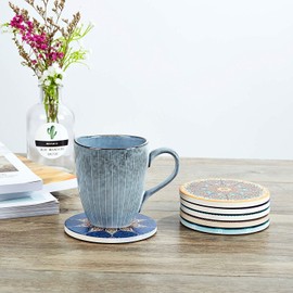 EASYLEE Coaster Absorbent Ceramic Cup Mat Eco Material(Not Including Asbestos), High Absorbency, Insulation, Quick Drying, Tea Pad, Cup Pad, Drink, Coffee, Tea Holder, Anti-Slip, Coaster