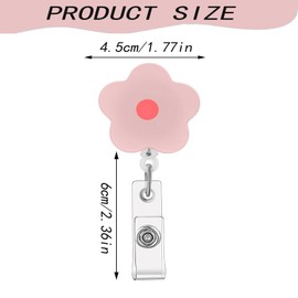TJHypenete 7Pcs Badge Reel Holders, Acrylic Retractable Badge Holder with Clip, Cute Flower Colorful Badge Reel ID Card Holders, Name Tag Keys Lanyards Accessories for Worker Doctors Nurses Teacher