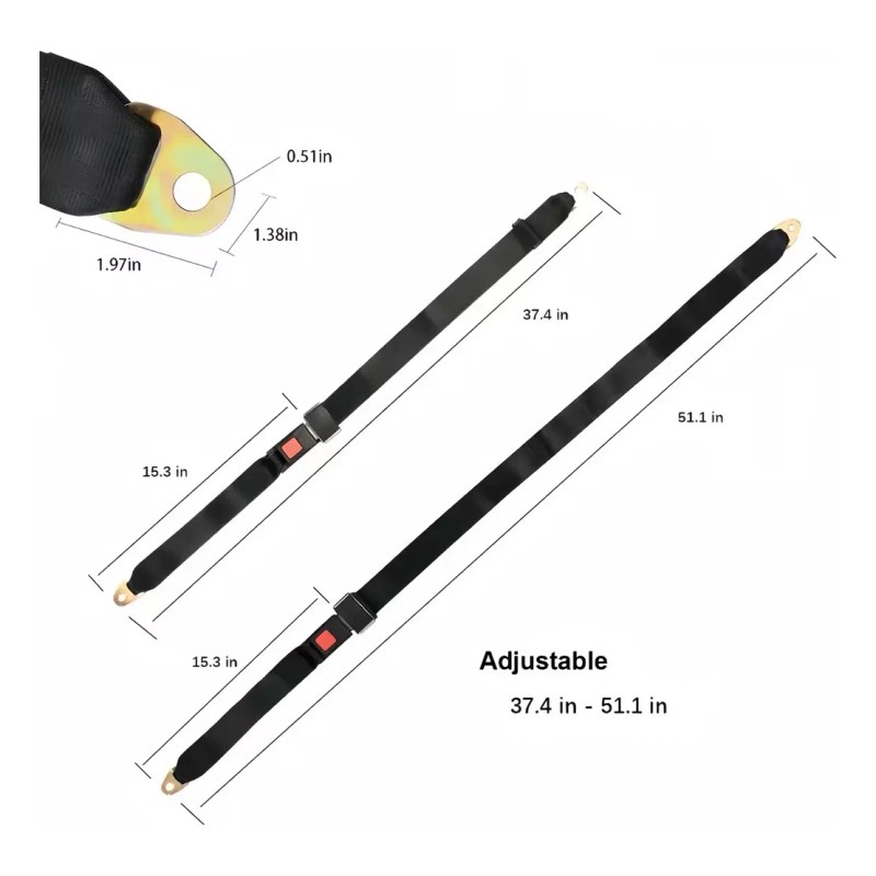 Cinturon De Seguridad De 2 Puntos Universal, 2piezas