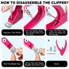 Pink Adjustable Nail Clippers with Magnets Sizers for Acrylic Nails,
