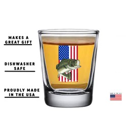 Rogue River Tactical USA Flag Bass Fishing Shot Glass Gift For Fisherman Dad Grandpa or Brother Fish