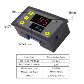 AITIAO 2Pcs Timer Delay Relay DC 24V 20A Relay Module with Dual LED Digital Display Programmable Cycle Timer Switch ON-Off Control Timer Relay