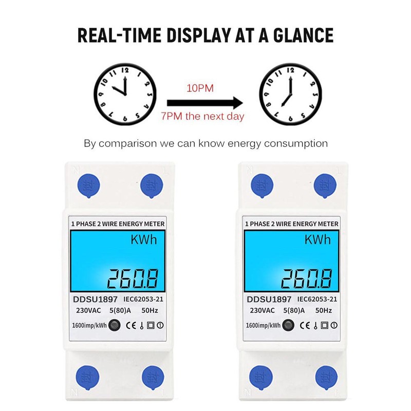 Digital Electric Energy Meter Single Phase DIN Rail Electricity Meter