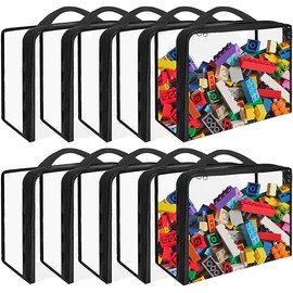 10 Pack Extra Large Toy Storage Bags PVC Organizing Bags with Zippered, Toy Storage Organizer with Portable Handheld，Waterproof Toy Bags for Board Games Clay, Building Blocks, Toys，Books