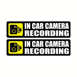 (2 pcs) In Car Camera Recording Dash Cam on Board Safety Notes for Passenger & Driver UB LY Taxi Car Service Warning Sign UV Weatherproof Waterproof Vinyl Stickers (Black)