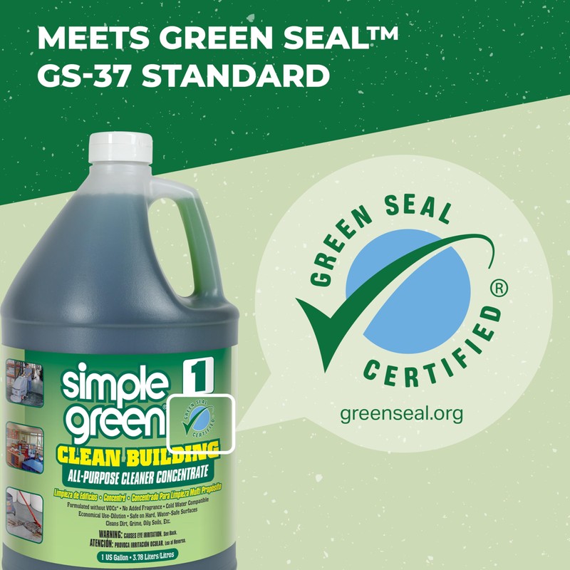 Simple Green Industrial SMP11001 Clean Building All-Purpose Cleaner Concentrate, 1gal