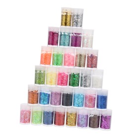 KONTONTY Shiny Nail Sequins 32 Pack Fingernail Glitter Sequins for Resin Gel Manicure