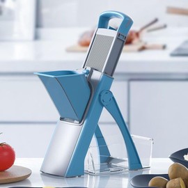 Upgrade Safe Mandoline Slicer Plus, Adjustable Vegetable Food Chopper Potato Fries French Fry Cutter, Detachable Blade, Kitchen Chopping Artifact, New Kitchen Gift Blue