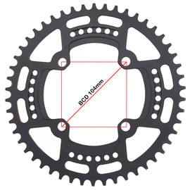CYSKY Bike Chainring 104 BCD 30T 32T 34T 36T 38T 40T 42T 44T 46T 48T 50T 52T Narrow Wide Single Chainring for 7/8/9/10/11/12 Speed, Suit for 1x Set-up (Come with 4 Chanring bolts) (Black, 52T)