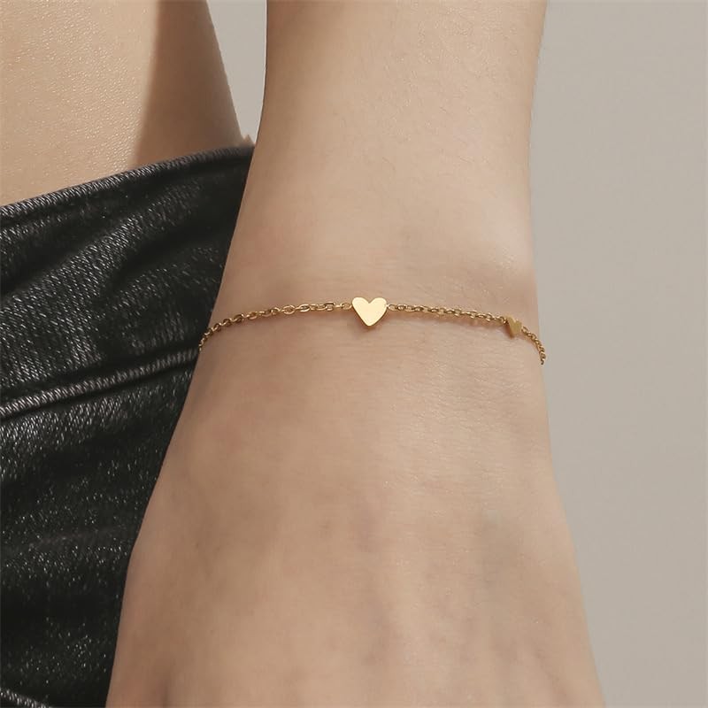 mellowact Bracelet, Anklet, Surgical Stainless Steel, Hypoallergenic, Heart Plate, Small,