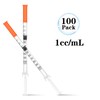 100Pack Lab Dispensing Transfer Liquid U-100-31 Ga, 1.0cc/mL Jeringas with