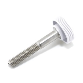 5/16"-18 x 2" Thumb Screw Stainless Steel - White Knurled Round Plastic Knob - Standard/Coarse Thread Thumbscrew - Length: 2.000" - Proudly Built in USA - Package of (10)