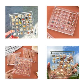 Acrylic Seashell Display Box, Wanfoou 36 Grids Seashell Display Box, Transparent Seashell Storage Box, Clear Magnetic Seashell Organisers Case, Portable Craft Organizers Container for Bead