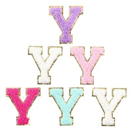 Ckysee - 6 parches de letras universitarias de colores mixtos, 2 pulgadas, chenilla, calcomanía, lavable, suave, fácil de usar