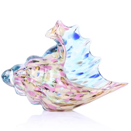 Glass Conch Shell Glass Sea Shells Conch Shell Decor Glass Sea Life Figurines Blown Glass Decor Coastal Home Decor For Dining Tables, Entryways, Coffee Tables, Living Rooms (Aurora Dream Shell)