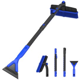 47" Ice Scrapers for Car Windshieldand, 2 in 1 Snow Brush and Ice Scraper for Car, Extendable Snow Brush for Car Windshield with Foam Grip and 360° Pivoting Brush Head for Christmas Car Auto Truck SUV