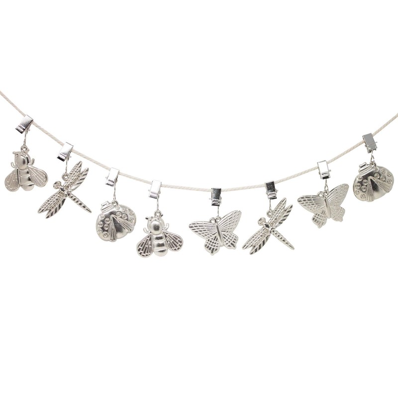 ToCi 8 x Tablecloth Weights, Tablecloth Pompoms, Silver, 6.5 x