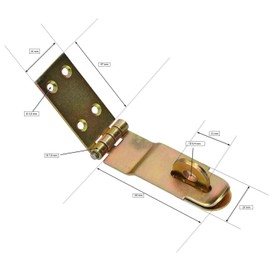 KOTARBAU® Hasp with Padlock, 3 Different Sizes, Yellow Galvanised, Overflow Hinges, Gate Hinges, Throw, Armoured Latch, Safety Hasp (70 mm)