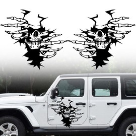 AuMoHall 2 Pack Skull Claw Torn Graphics Car Side Body Sitcker Self-Adhesive Car Hood Sticker Car Racing Sports Decoration Sticker 21.65" x 19.68", Black Skull Claw Torn