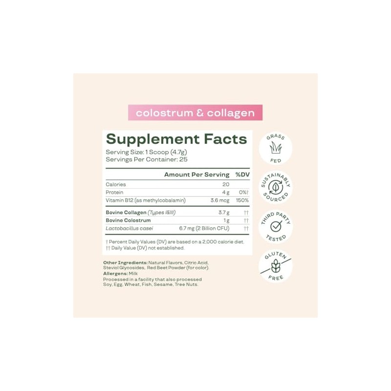 Bloom Nutrition Calostro Bovino Polvo Vitamina Salud Intestinal Apoyo Inmunitario
