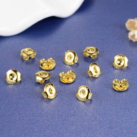 12PCS 925 Silver Earring Backs Replacements, 18K Gold Plated Hypoallergenic Earring Backs for Studs, Secure Ear Locking for Stud Earrings Ear Nut for Posts2