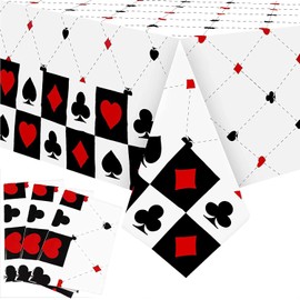 3 PCS Casino Poker Theme Party Decoration Disposable Table Cloth, 51 x 87 inches, Las Vegas Theme Party Decoration, Birthday Party Supplies，Casino Night Decoration