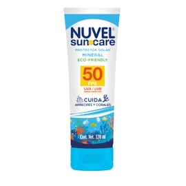 Nuvel Protector Solar SunCare FPS 50 para Cara y Cuerpo 120 ml  Bloqueador Solar de Amplio Espectro Reef Friendly (Protege Arrecifes)  Resistente al  