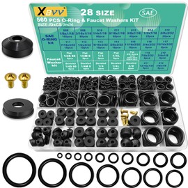 XBVV 28 Size 560 PCS Rubber O Ring and Faucet Washers Kit,Nitrile Rubber Seals SAE O Rings Assortment Set for Hydraulic Pressure Automotive Plumbing Faucet Stem Leak Repair Air or Gas Connection