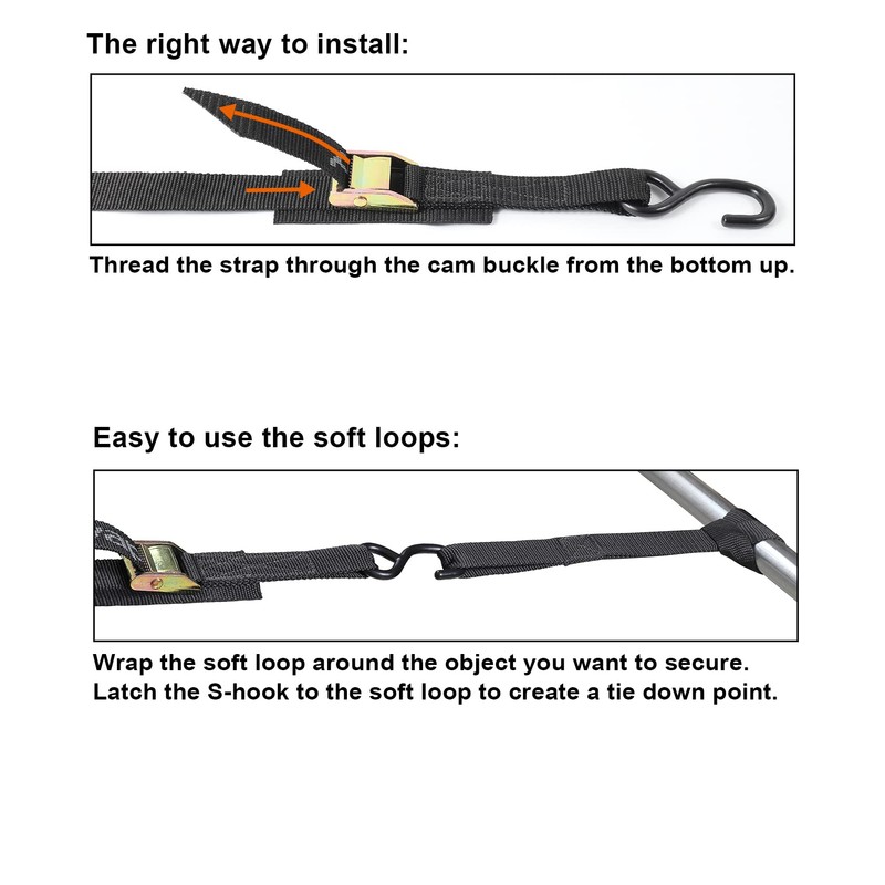 Ayaport Cam Buckle Tie Down Straps 10 feet 2200lbs Break