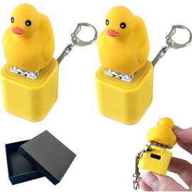 Duck Quacking Fidget Toy - Rechargeable Quacking Duck Keychain, Quacking Duck Stress Reliever with Colorful Lights, Fun & Portable Anxiety Relief Toy (2 PC Quacking Duck)