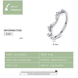 PAHALA 925 Strling Silver Lace Hemline Crown Ring With Crystals Weeding Party Ring (7)