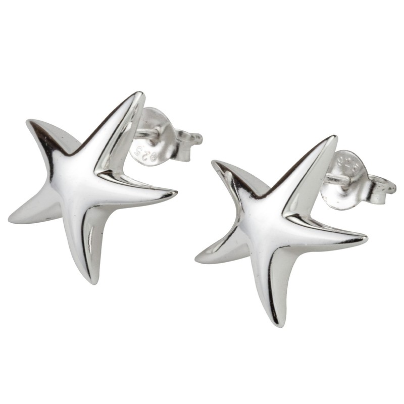 925 Solid Sterling Silver Starfish 16mm Post Stud Earrings –