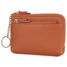 Women's Small Soft Leather Mini Purse Coin Purses for Women Key Bag with Zip Card Slots Wallet, brown, Classic