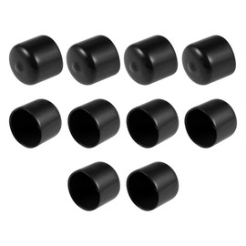 sourcing map 10pcs Rubber End Caps 25mm(1-inch) ID Vinyl Round End Cap Cover Screw Thread Protectors Black