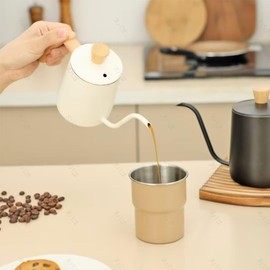 NUBAGO Coffee Kettle, Thin Mouth, 20.3 fl oz (600 ml), Graduated Coffee Pot, Drip Pot, Stainless Steel, Drip Kettle, Camping, Kettle, Stylish, For 2-3 People, Height 5.5 x Width 3.3 inches (14 x 8.5