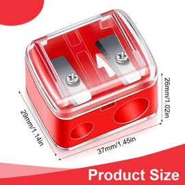 QEDBOJE Pack of 2 Universal Makeup Sharpener, Cosmetic Sharpener, Precision Blades, Handy for Travel, Pencil Sharpener for Eyeliner Pencils, Eyebrow Pencil, Lip Liner (Red)