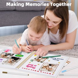 Vienrose 8 x 8 Inch Scrapbook Album Gift Set, Linen Hardcover Photo Book with 40 White Pages, DIY Memory Book Kit with Accessories for Wedding, Baby Shower, Travel, Christmas (Beige, 20 Sheets)