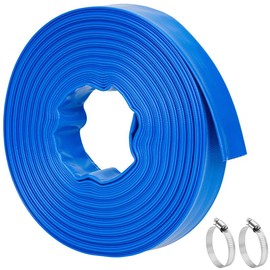 Pool Backwash Hose 1.25" x 100 FT - Heavy Duty Burst Resistant PVC Pool Pump Hose for Inground Pools, Sump Pump Discharge & Filter Drainage, with Clamp (Blue)