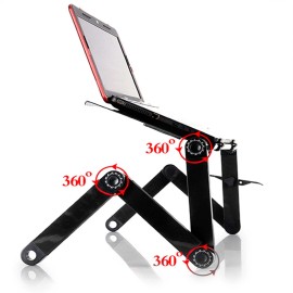 Universal Adjustable Folding Laptop Stand With Mouse Plate - Black, Multi-Use & Portable