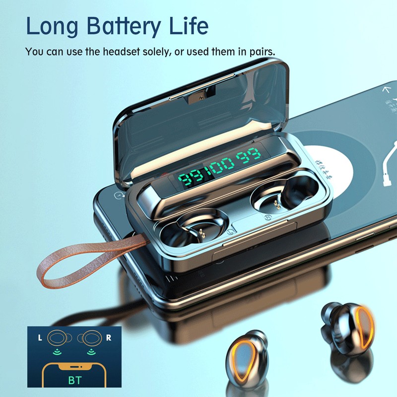 F9-5 True Wireless Headphones Bluetooth 5.0 Earphones with Mic Sports