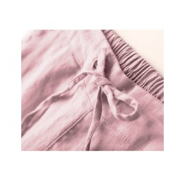Tanming Linen Pants for Women Summer Casual High Waisted Drawstring White Beach Pant (Pink, XS)